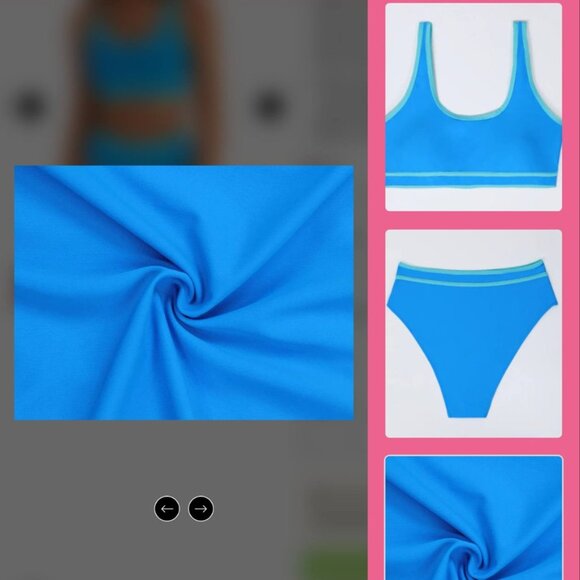 NWT‎ Blooming Jelly Sporty Color Block Cheeky High Cut Bikini Set Small - Picture 9 of 10